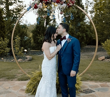 Gold Circle Spring Wedding Altar