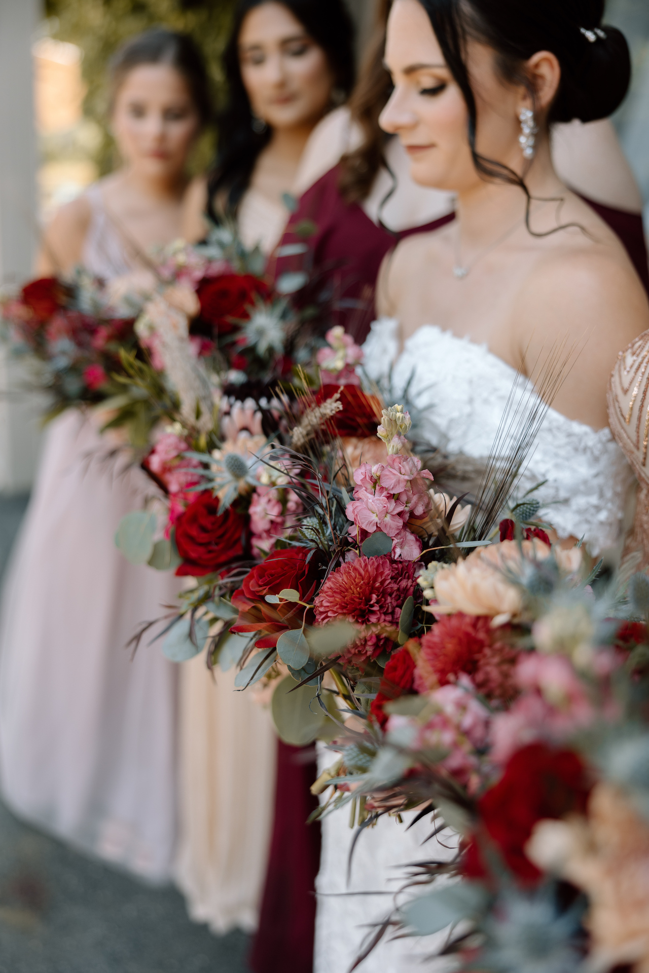 Burgundy and Rose Wedding Bouquet