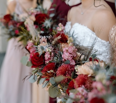 Burgundy and Rose Wedding Bouquet