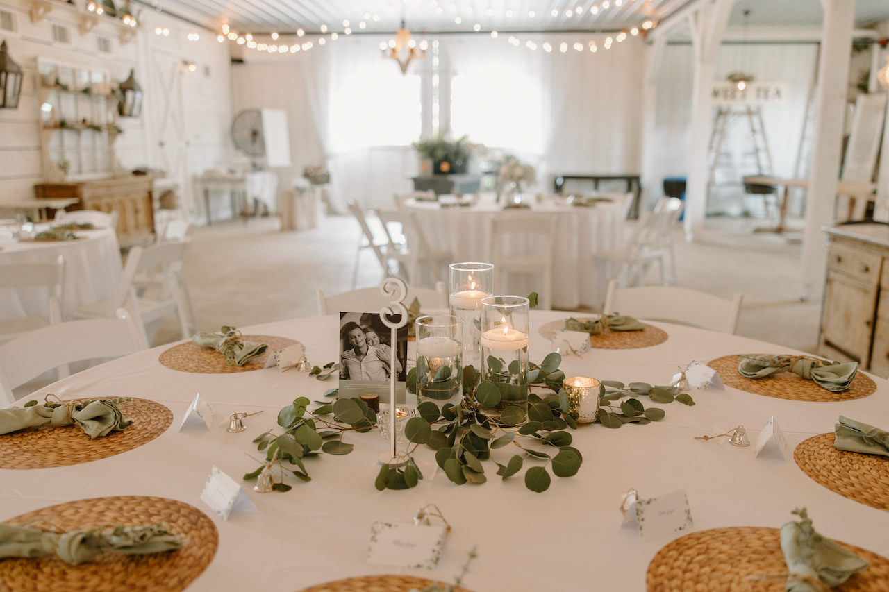 Simple, Elegant Wedding Decor with Eucalyptus and Candles