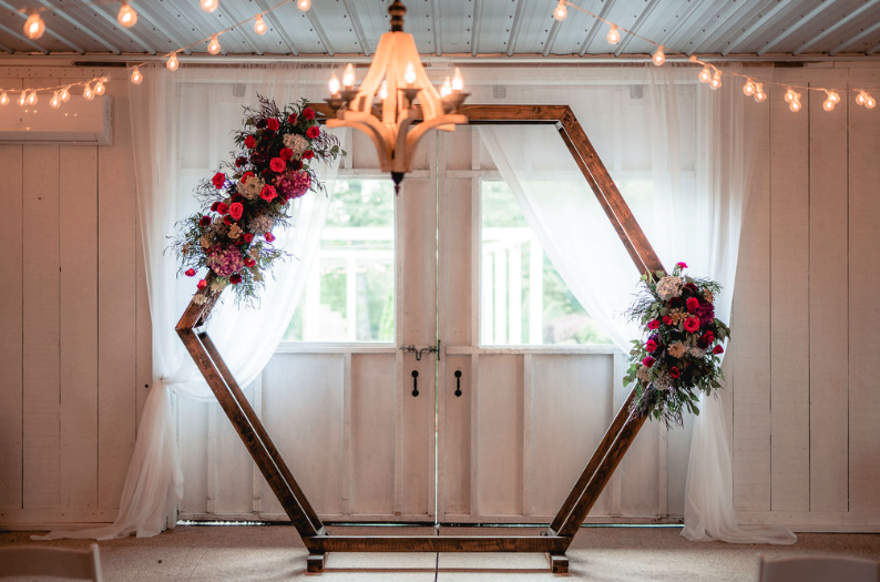 Bright-Colored Hexagon Wedding Altar