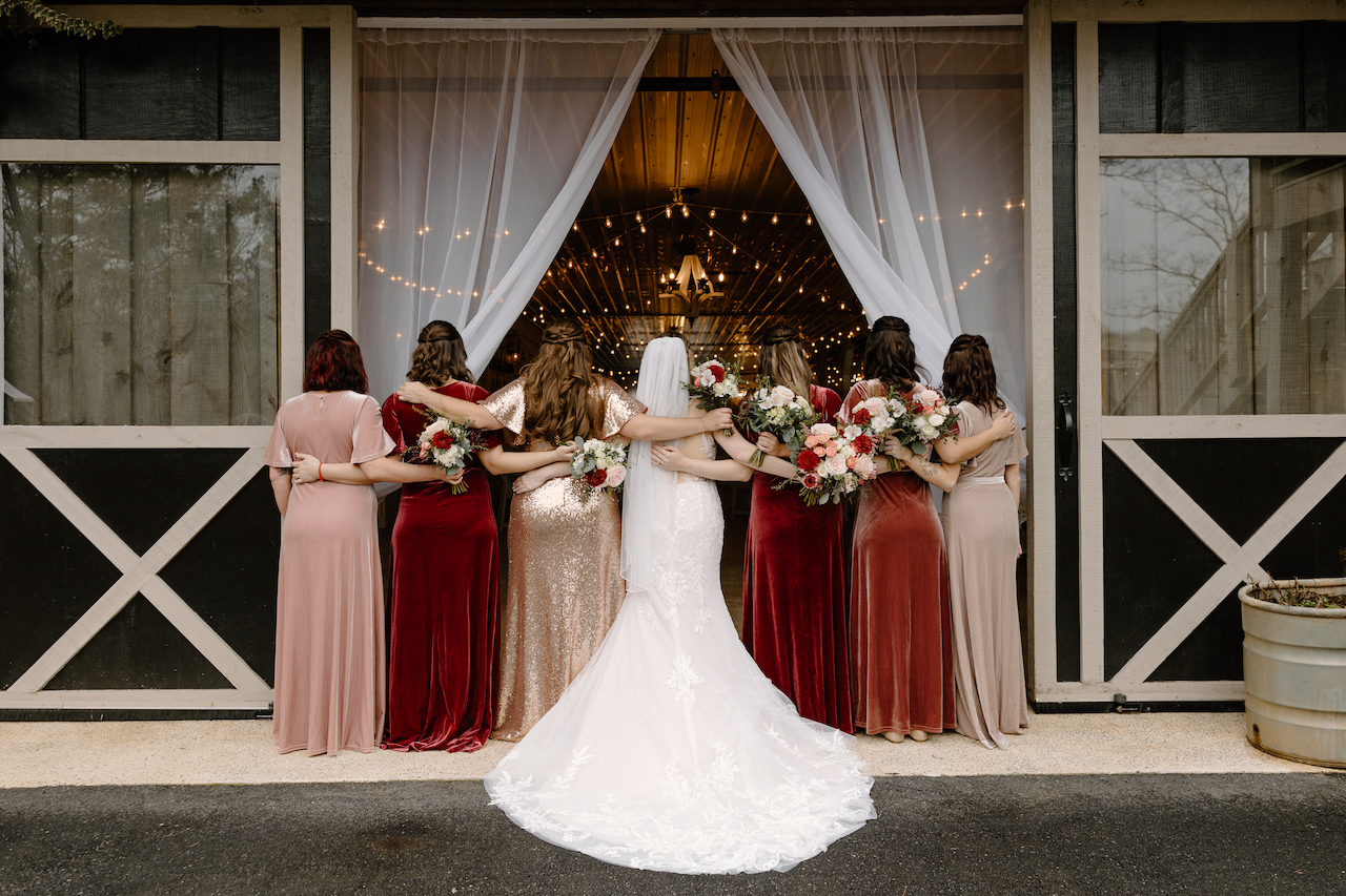 Pink and Red Bridesmaid Dresses