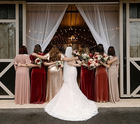 Pink and Red Bridesmaid Dresses