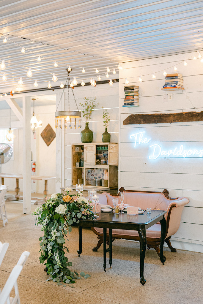 Sweetheart Table with Velvet Couch