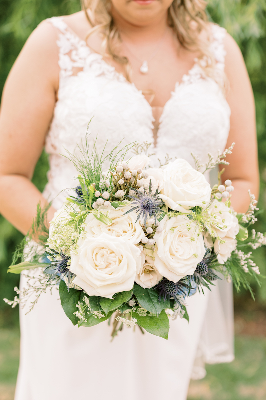 White and Blue Wedding Bouquet