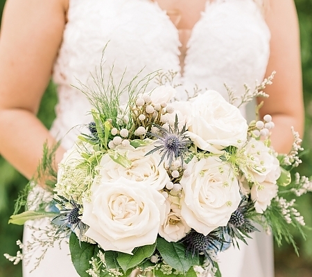 White and Blue Wedding Bouquet