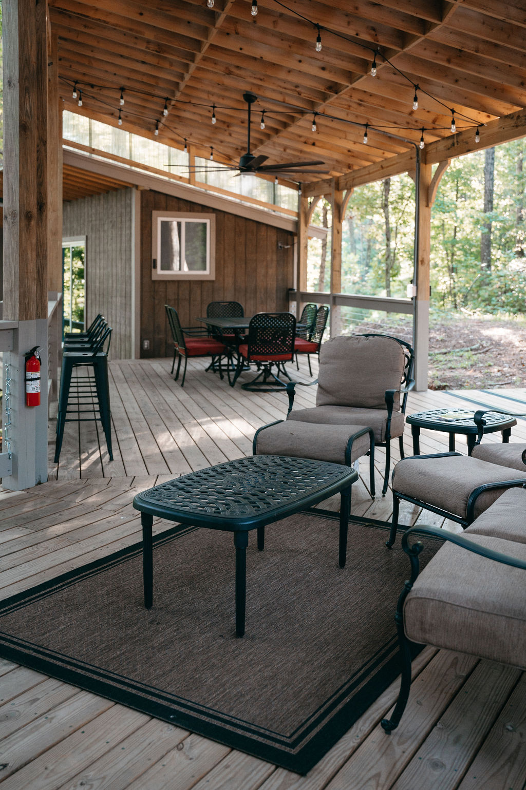 Cottage Outdoor Living and Dining Space